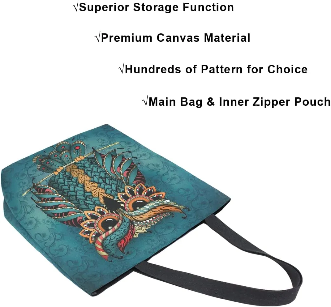ALAZA Large Canvas Tote Bag African American Woman With Curly Hair Shopping Shoulder Handbag