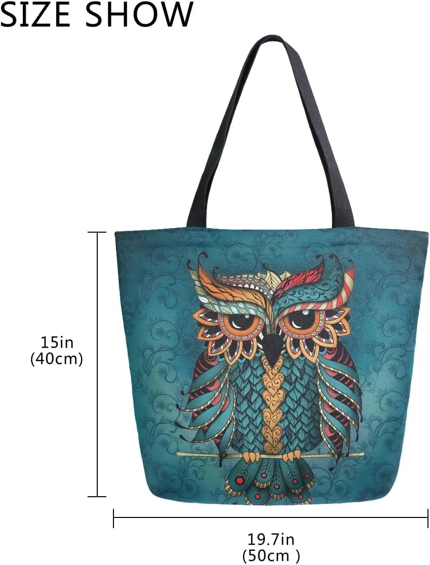 ALAZA Large Canvas Tote Bag African American Woman With Curly Hair Shopping Shoulder Handbag