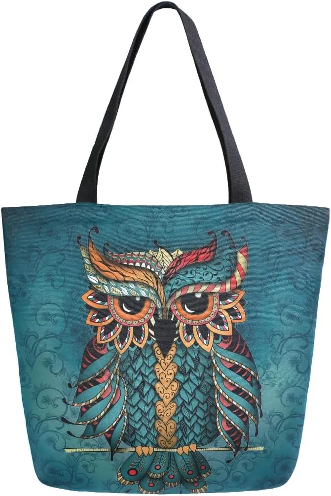 ALAZA Large Canvas Tote Bag African American Woman With Curly Hair Shopping Shoulder Handbag
