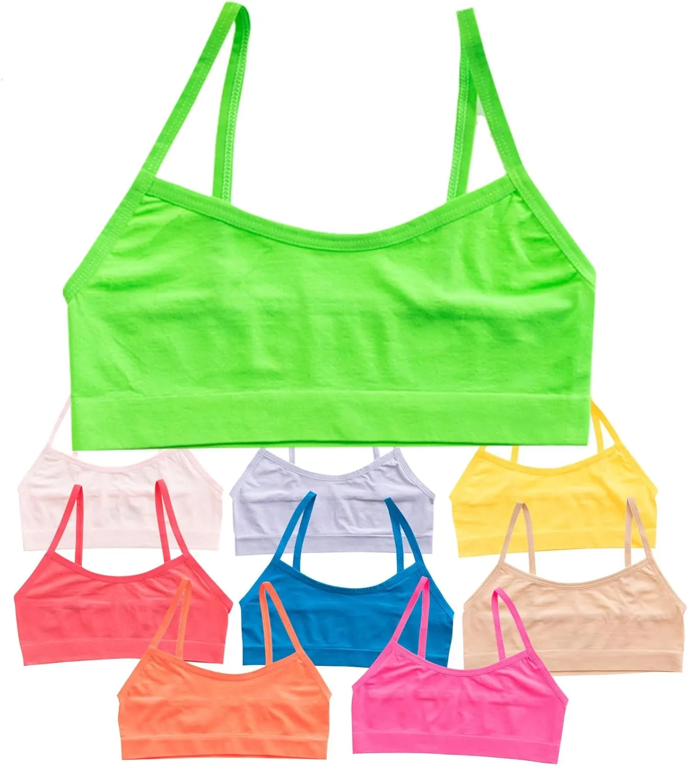 Alyce Ives Girls Seamless Training Bra, Cropped Cami Bra fo Teens Pack of 10