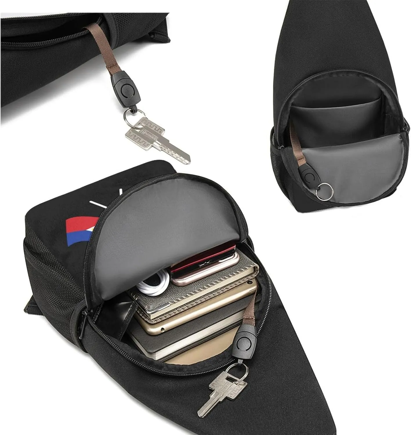 American And Philippines Flag Chest Pack Leisure Shoulder Crossbody Chest Bag