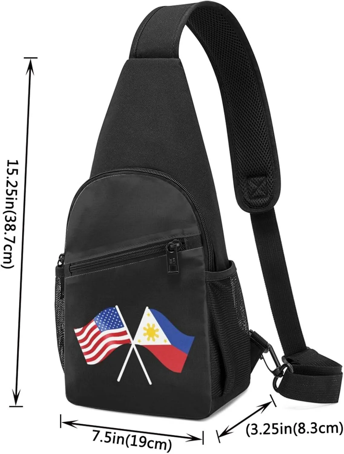 American And Philippines Flag Chest Pack Leisure Shoulder Crossbody Chest Bag