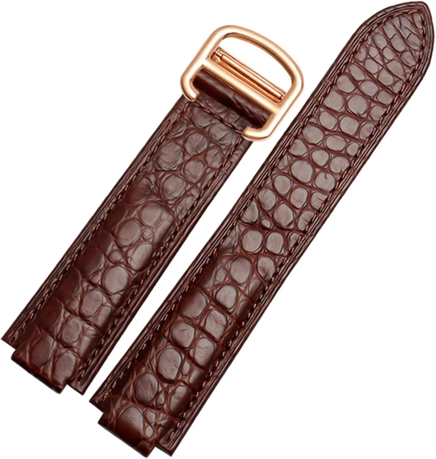 American Crocodile Leather Watch Strap Suitable for Cartier Blue Balloon Convex Leather Strap 18 20mm Men and Women Black (Color : 10mm Gold Clasp, Size : 14-8mm)