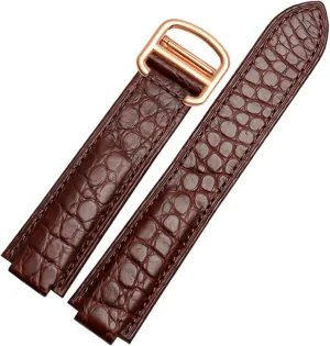American Crocodile Leather Watch Strap Suitable for Cartier Blue Balloon Convex Leather Strap 18 20mm Men and Women Black (Color : 10mm Gold Clasp, Size : 14-8mm)