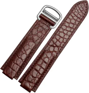 American Crocodile Leather Watch Strap Suitable for Cartier Blue Balloon Convex Leather Strap 18 20mm Men and Women Black (Color : 10mm Gold Clasp, Size : 14-8mm)