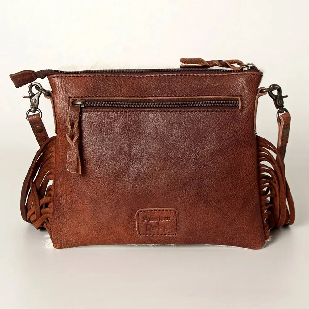 American Darling Hair On Hide Cowgirl On Horseback Fringe Crossbody Bag