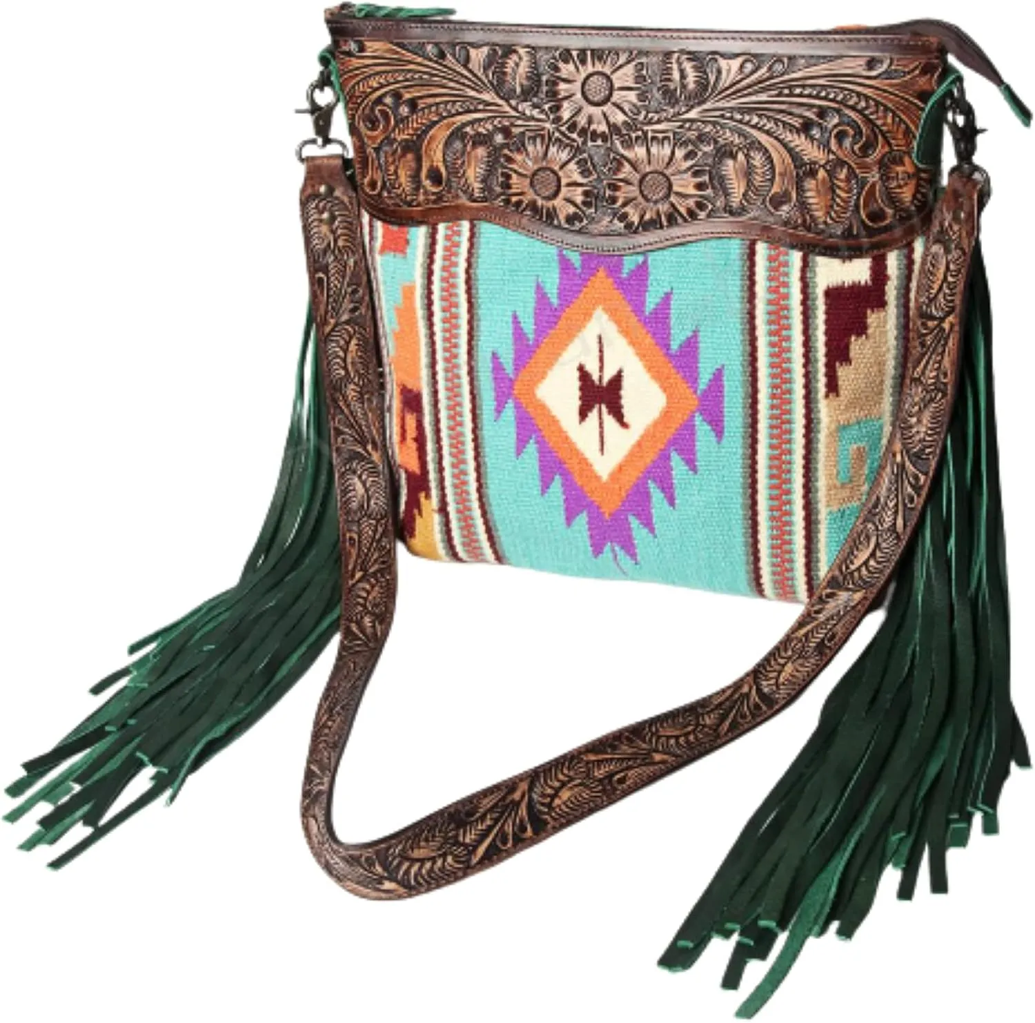 American Darling Large Cross Body Bag Leather Fringe Purse Western Handbags (ADBGZ306I), Orange