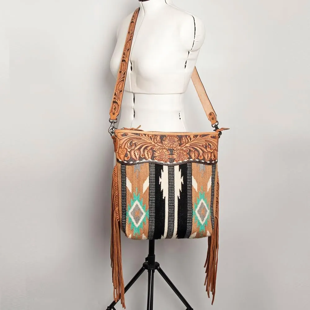 American Darling Signature Crossbody Hand Tooled Saddle Blanket Genuine Leather Women Bag Western Handbag Purse