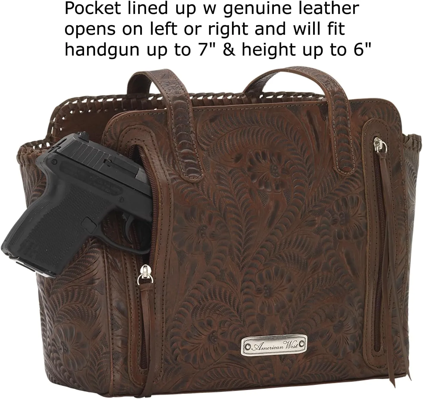 American West Annie's Secret Zip-Top Tote | Ambidextrous Conceal Carry Pocket for Women