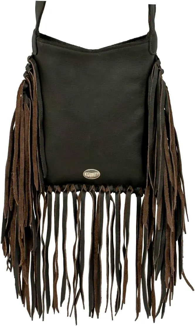 American West Fringed Cowgirl Flap Bag For Women - Genuine leather with hair-on cowhide