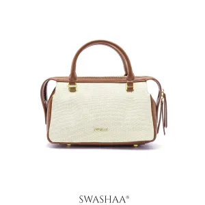 Angee White Beige Leather Hand Bag