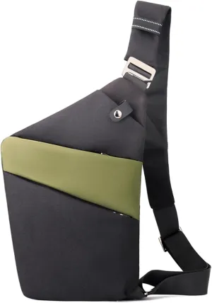 Anti Theft Crossbody Bags for Women, 2025 New Anti-Theft Travel Bag, Shoulder Bag Anti-theft Design for Travel, Sport (Black Green - Right Shoulder)