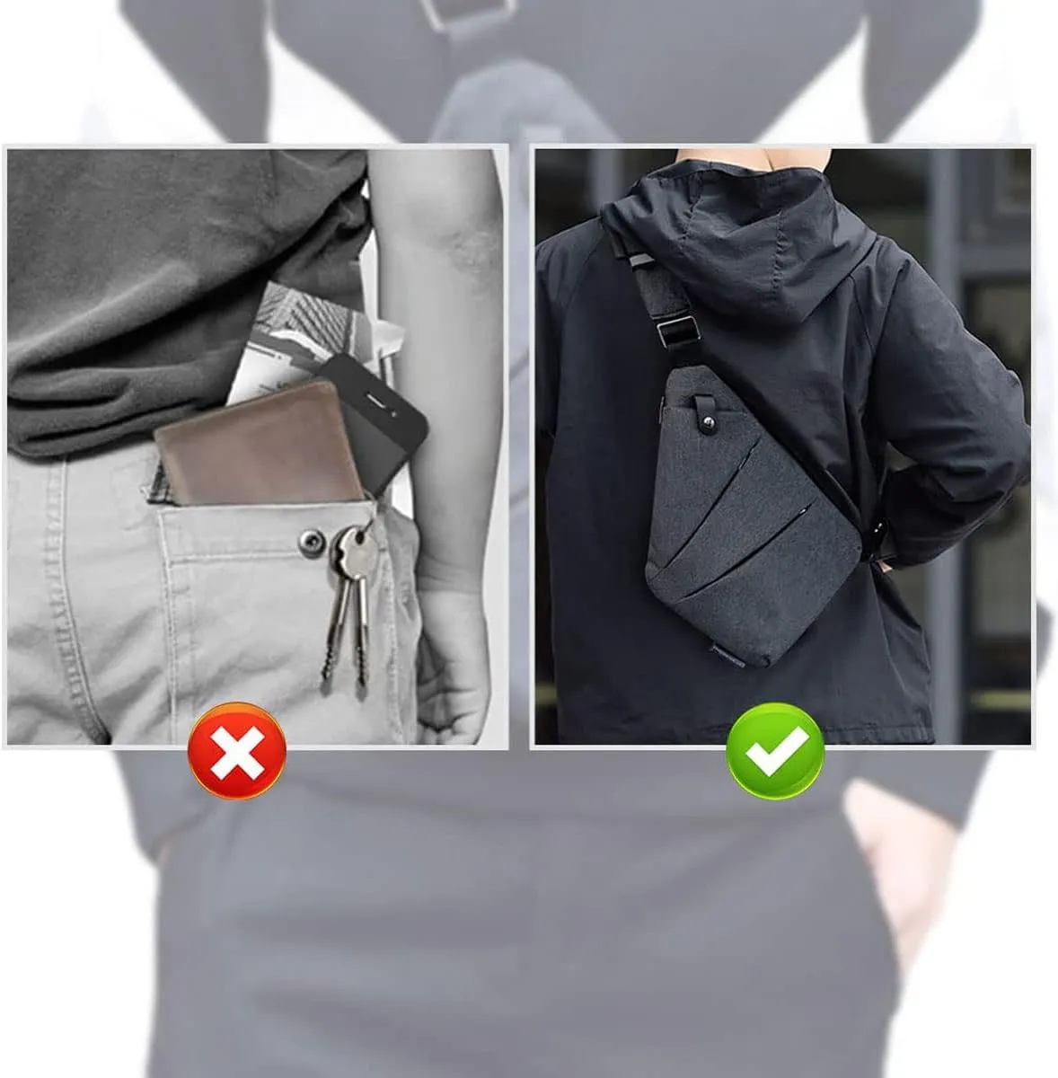 Anti Theft Crossbody Bags for Women, 2025 New Anti-Theft Travel Bag, Shoulder Bag Anti-theft Design for Travel, Sport (Black Green - Right Shoulder)