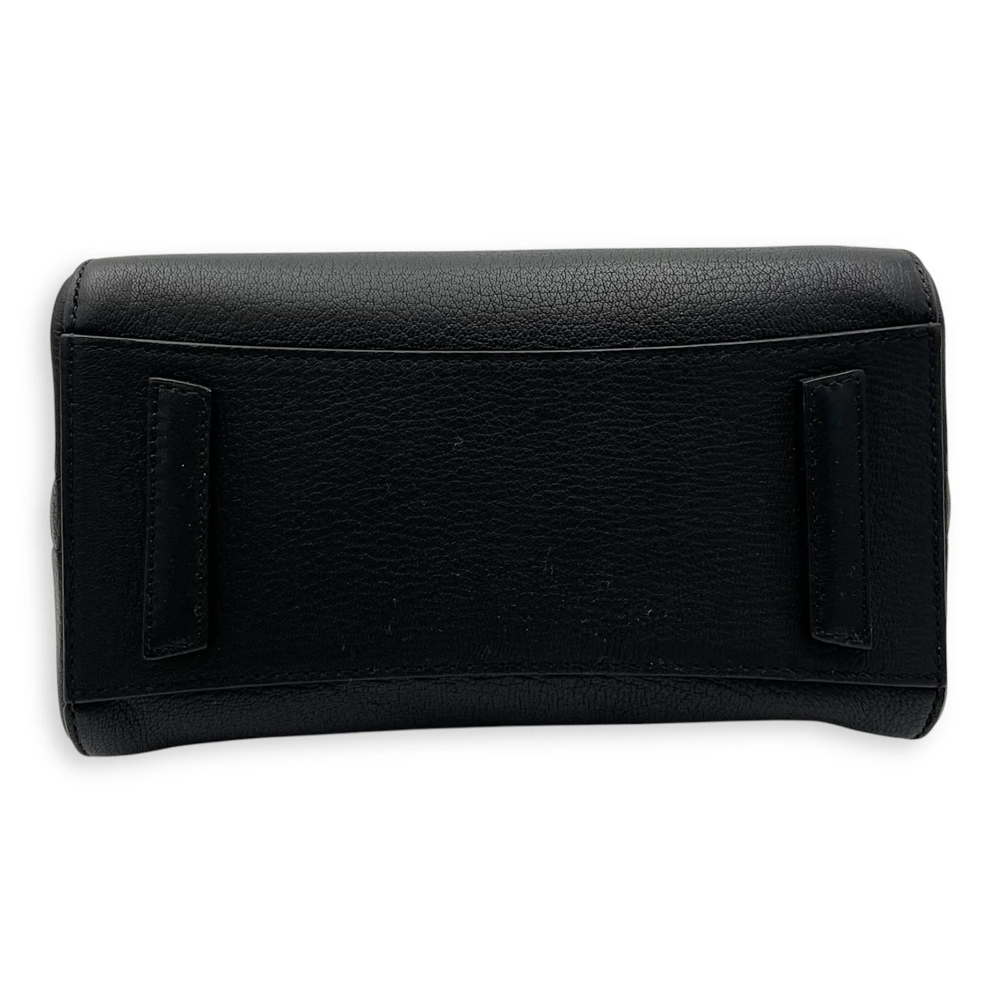 Antigona Mini Black Top Handle Bag in Goat Leather, Silver hardware