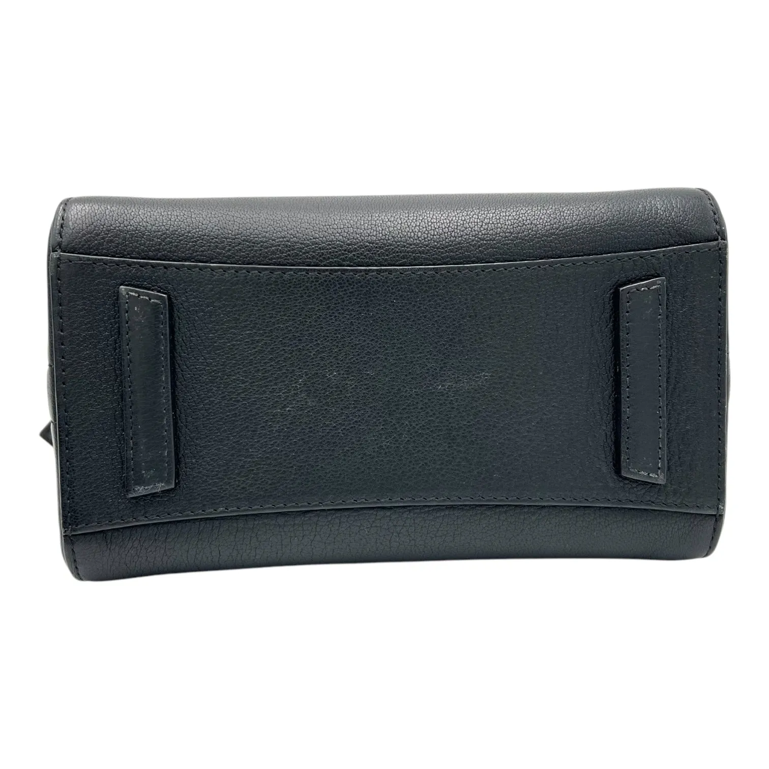 Antigona Mini Black Top Handle Bag in Goat Leather, Silver hardware