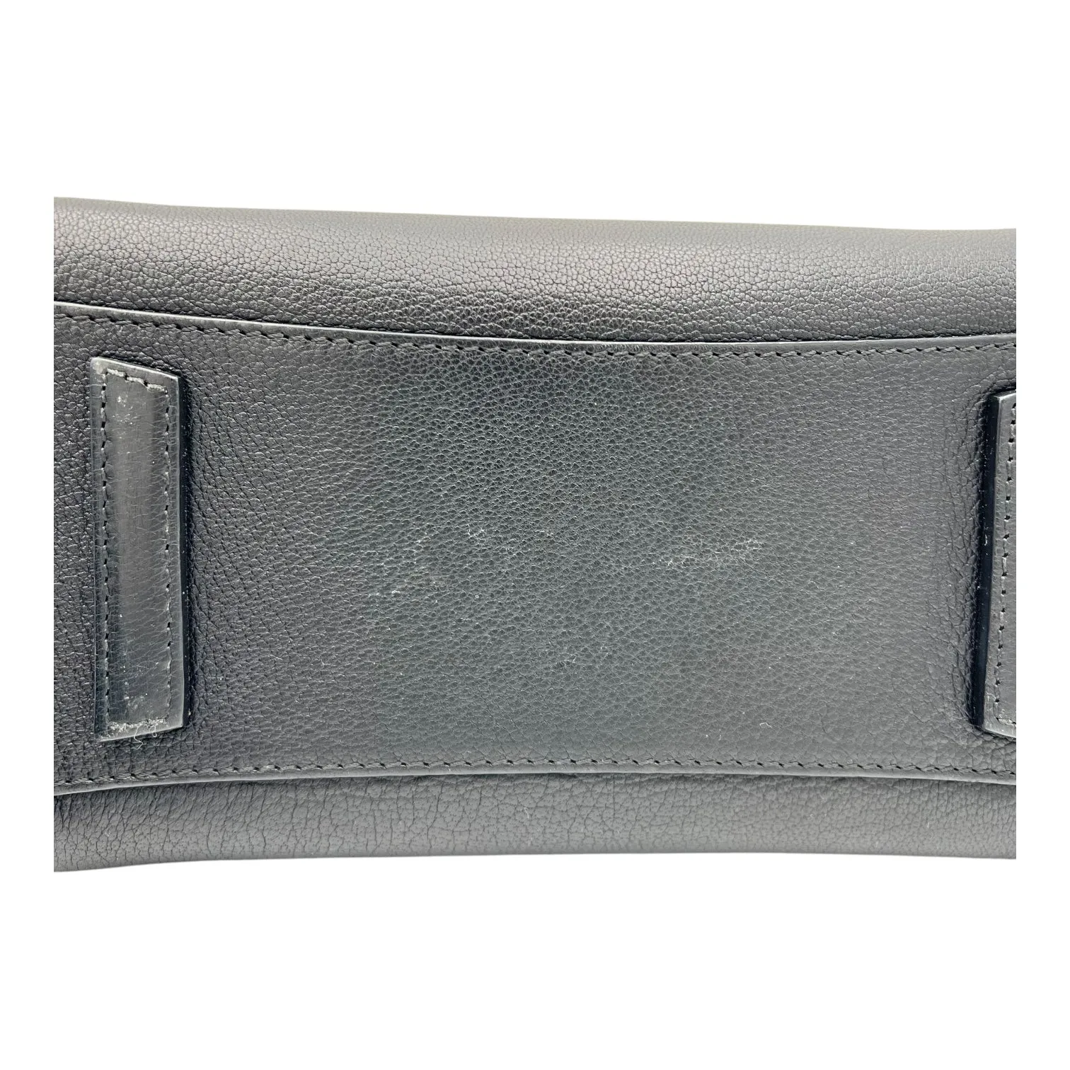 Antigona Mini Black Top Handle Bag in Goat Leather, Silver hardware