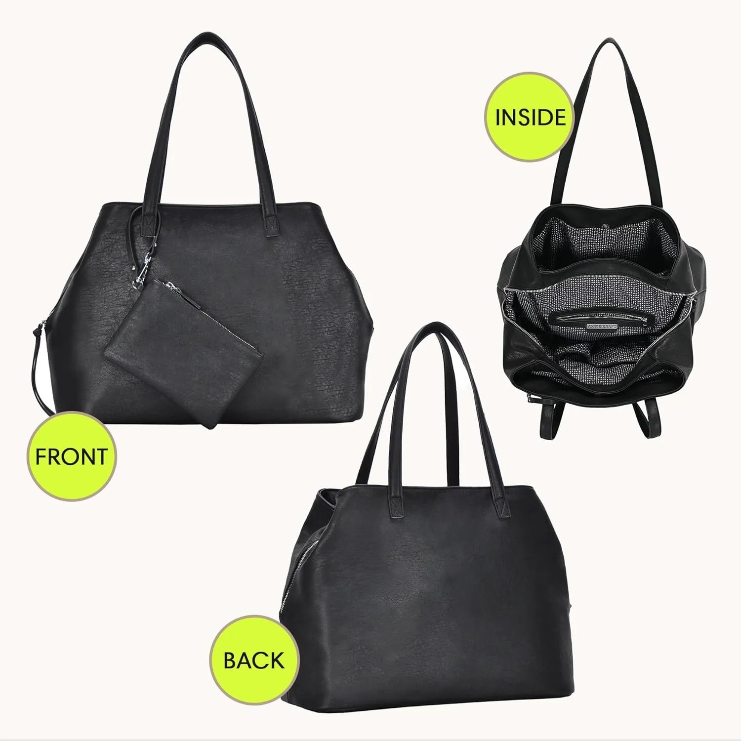 Antik Kraft Erica Tote | Dual Top Handle Tote Bag for Women | Vegan Leather Top-Handle Shoulder Bag