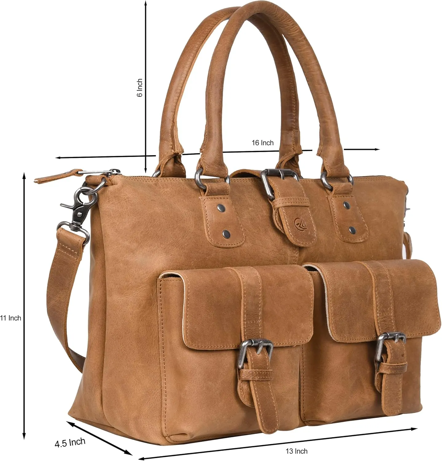 ANTONIO VALERIA Beck Hunter Leather Top Handle Bag for Women