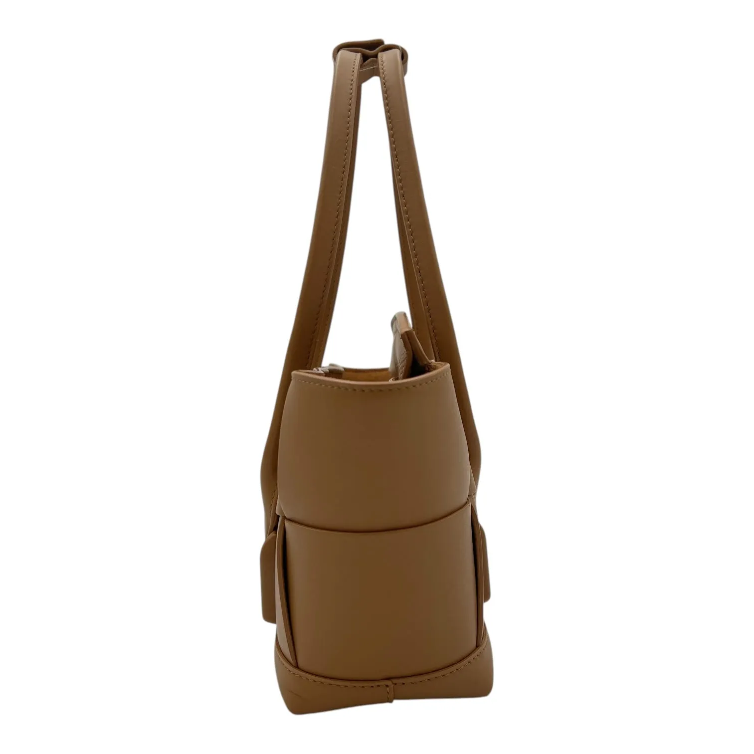 Arco Mini Brown Top Handle Bag in Lambskin, Gold hardware