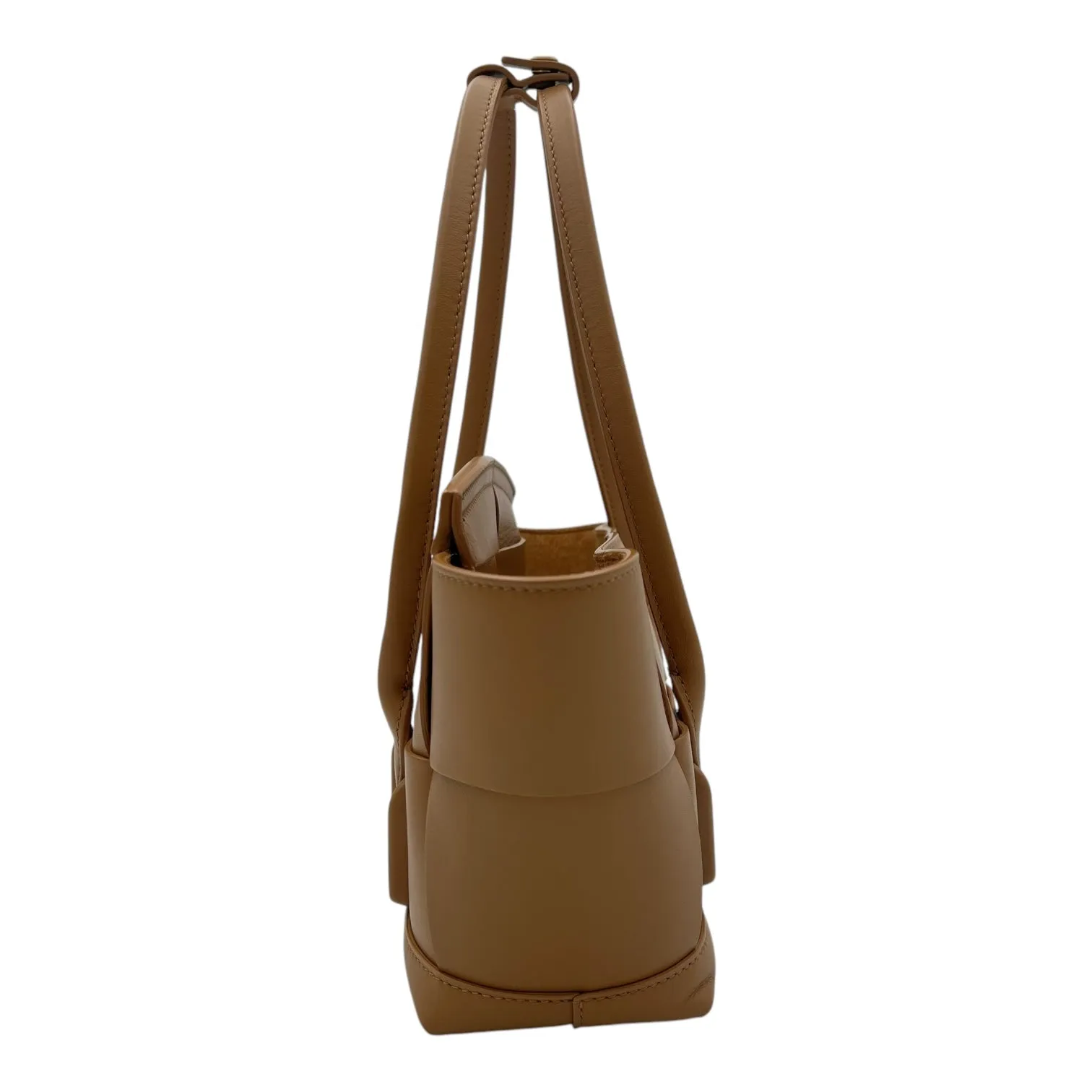 Arco Mini Brown Top Handle Bag in Lambskin, Gold hardware