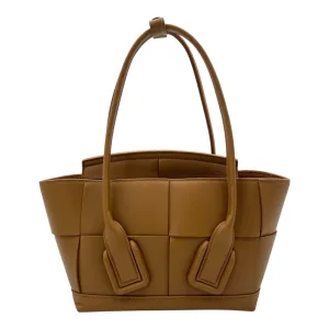 Arco Mini Brown Top Handle Bag in Lambskin, Gold hardware