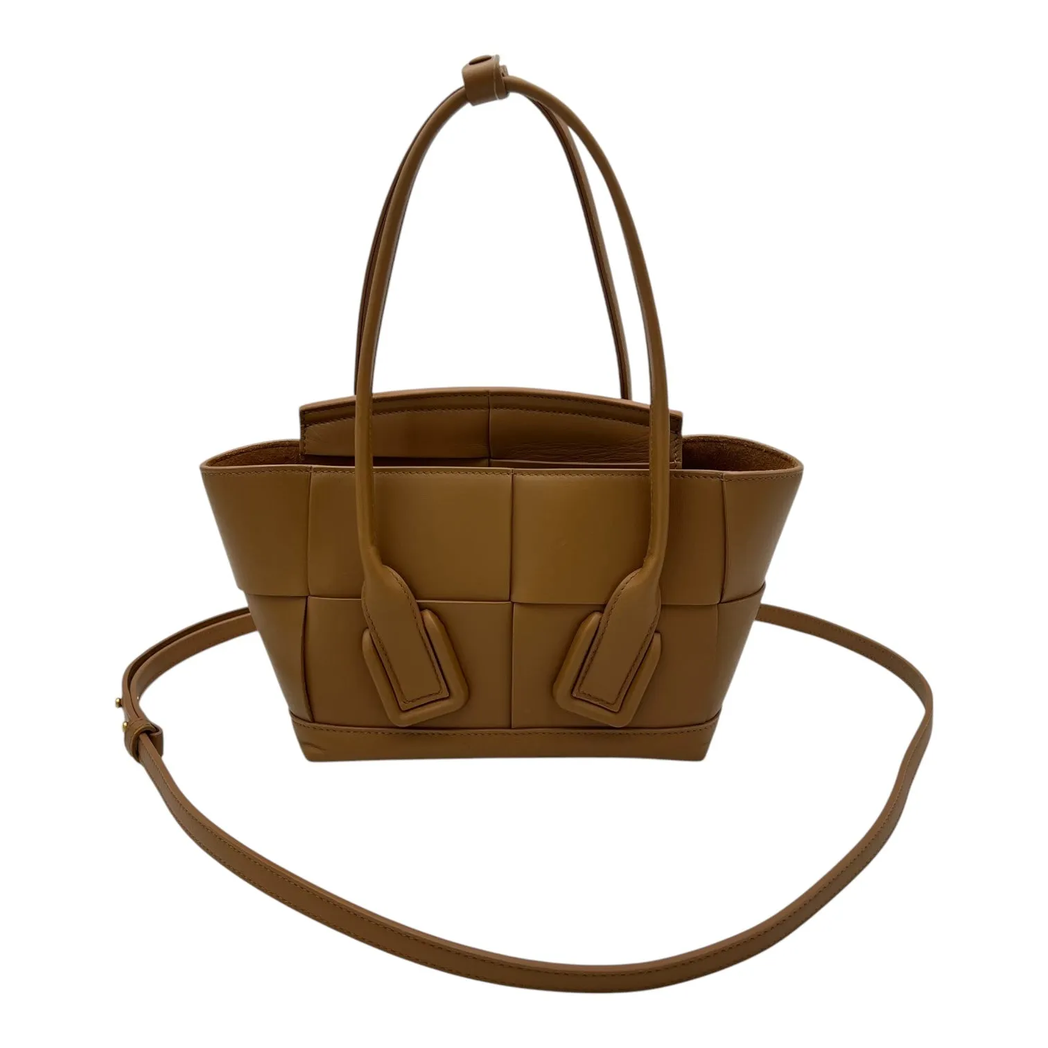 Arco Mini Brown Top Handle Bag in Lambskin, Gold hardware