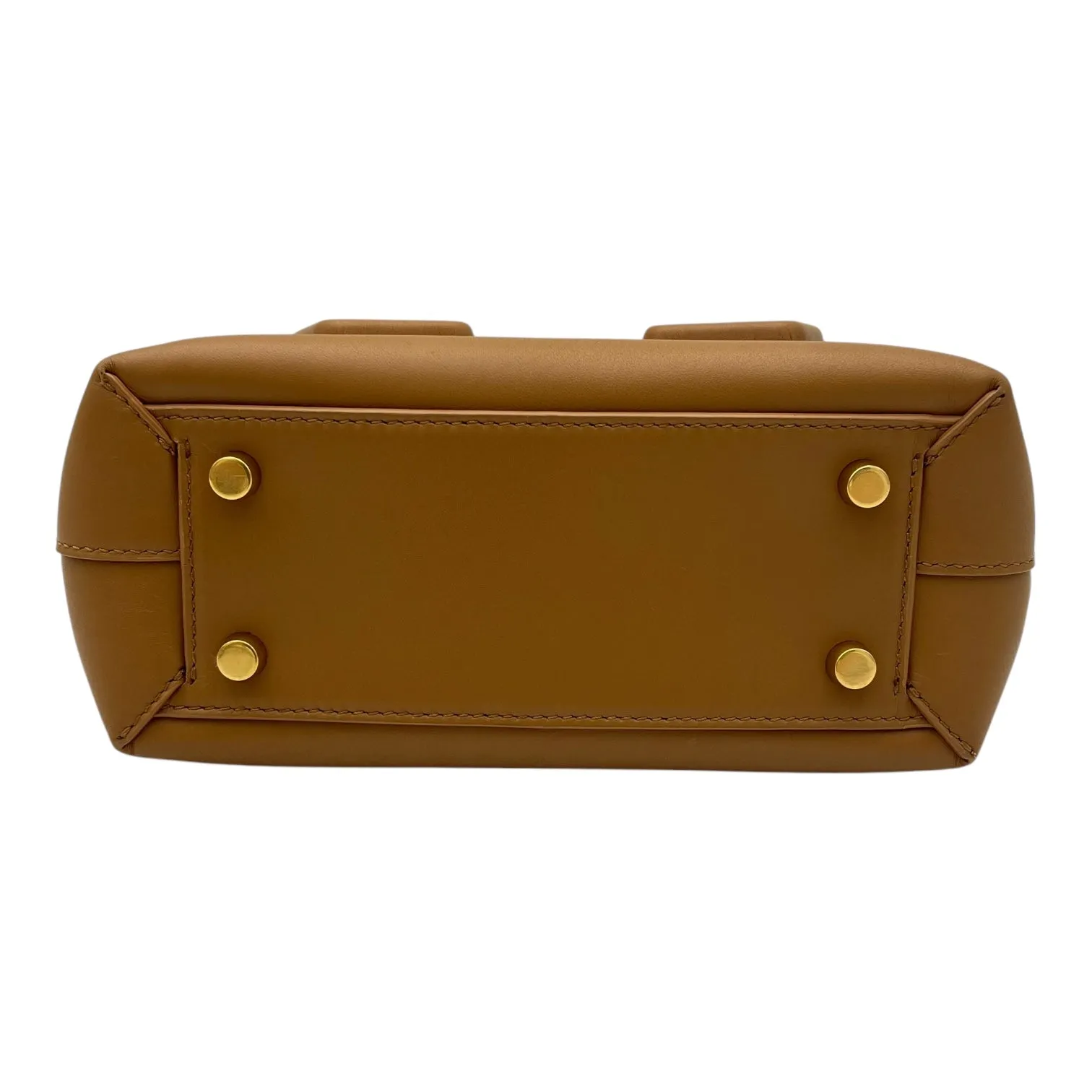 Arco Mini Brown Top Handle Bag in Lambskin, Gold hardware