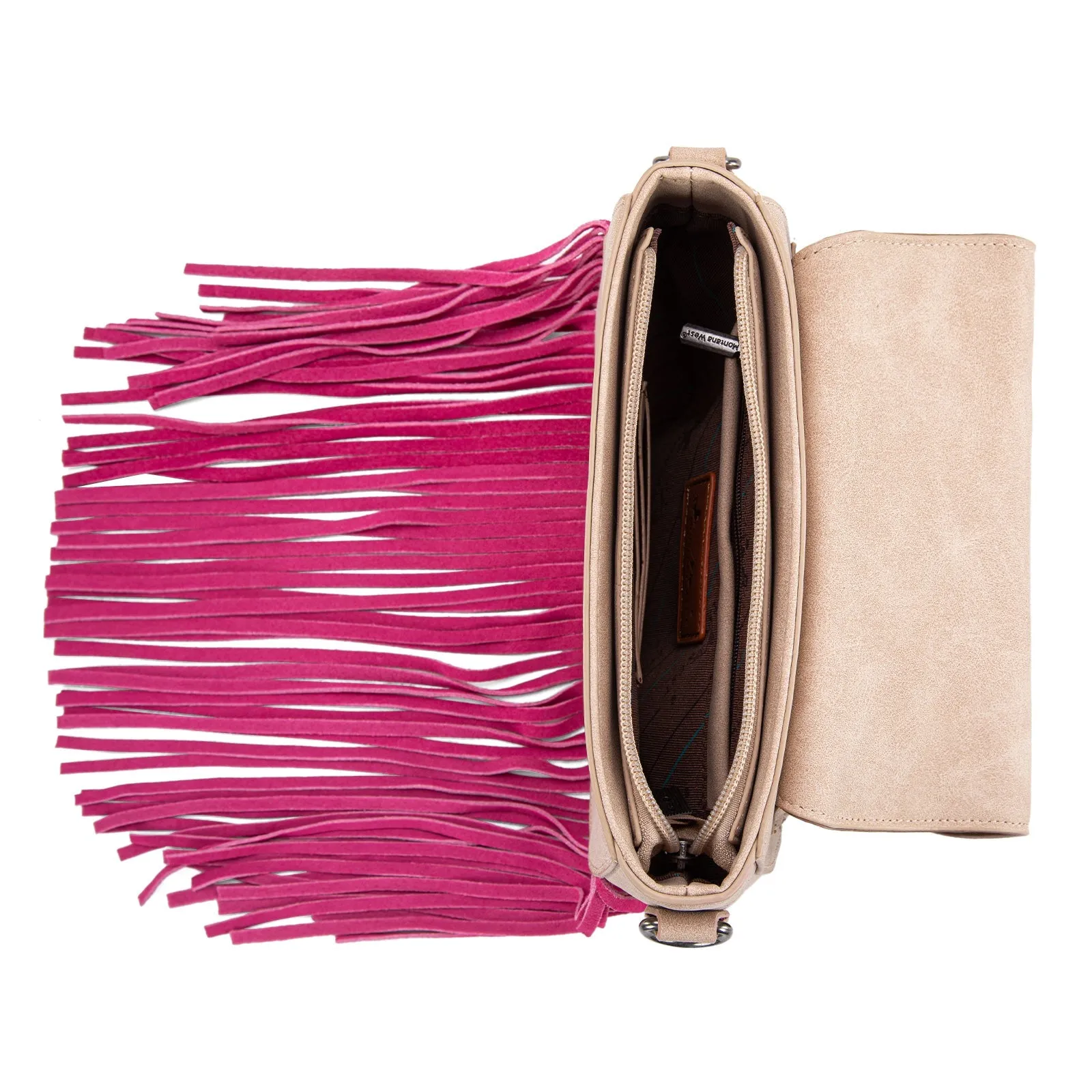 Arizona - Embroidered Fringe Crossbody (Brown)
