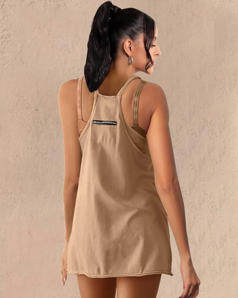 Athletic Dress for Women Hot Shot Mini Dress Onesie Oversized Romper Pockets Built-in Shorts Summer