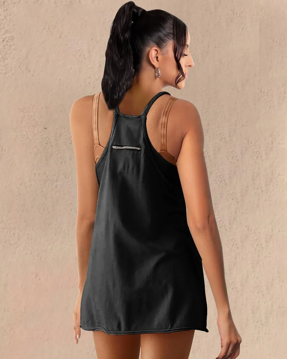Athletic Dress for Women Hot Shot Mini Dress Onesie Oversized Romper Pockets Built-in Shorts Summer