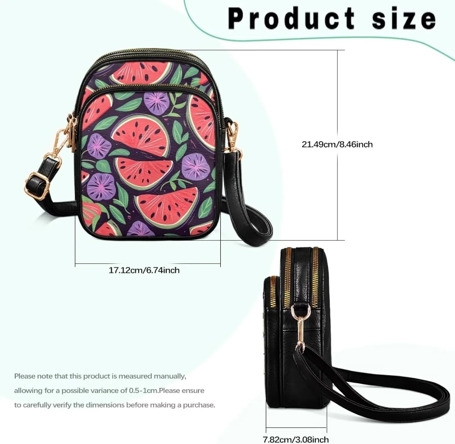 Attractive Print Womens Crossbody Bag with Strap Pockets Zipper for Travel Everyday Use