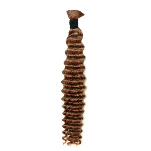 Auburn Brown Deep Wave Bulk Human Hair For Braiding