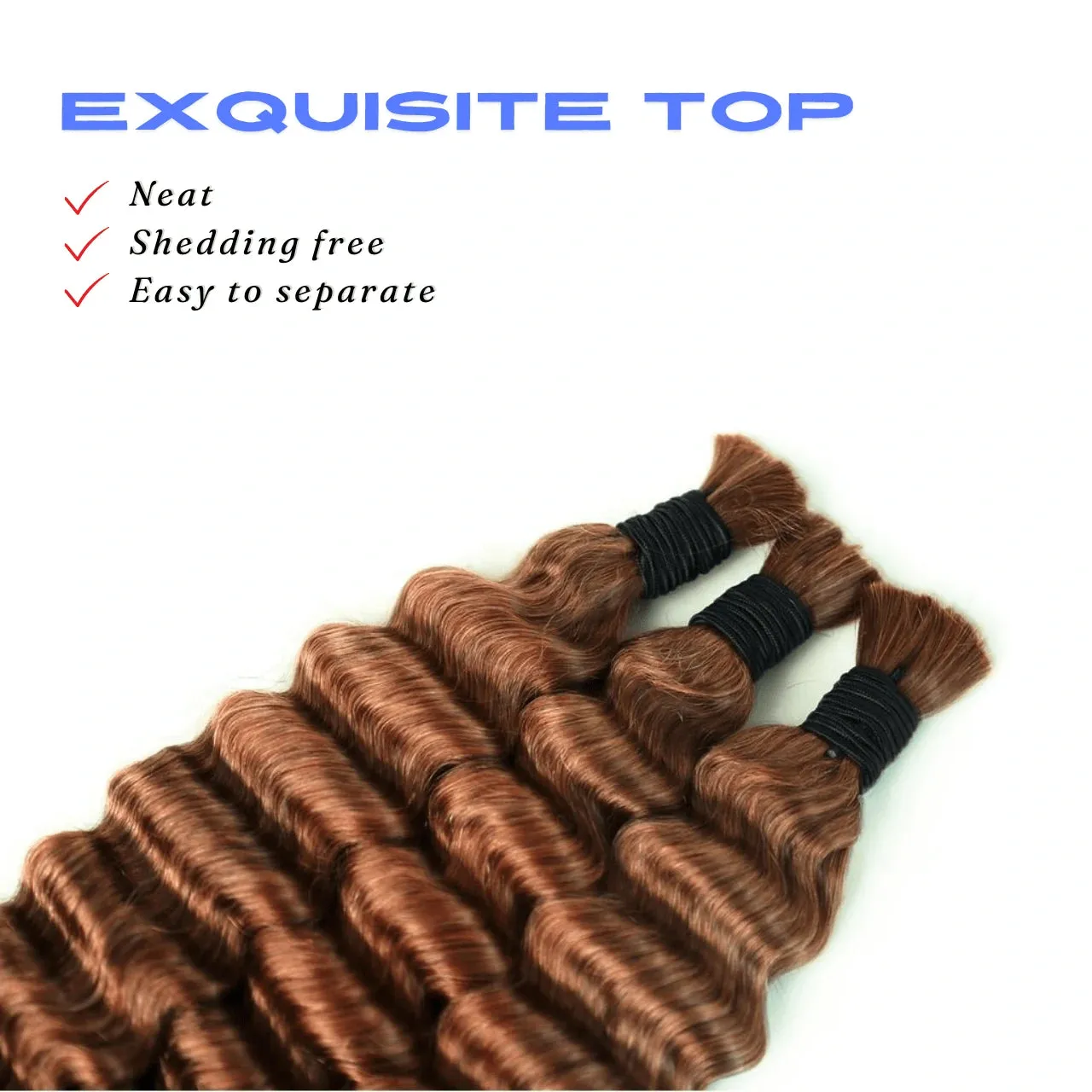 Auburn Brown Deep Wave Bulk Human Hair For Braiding