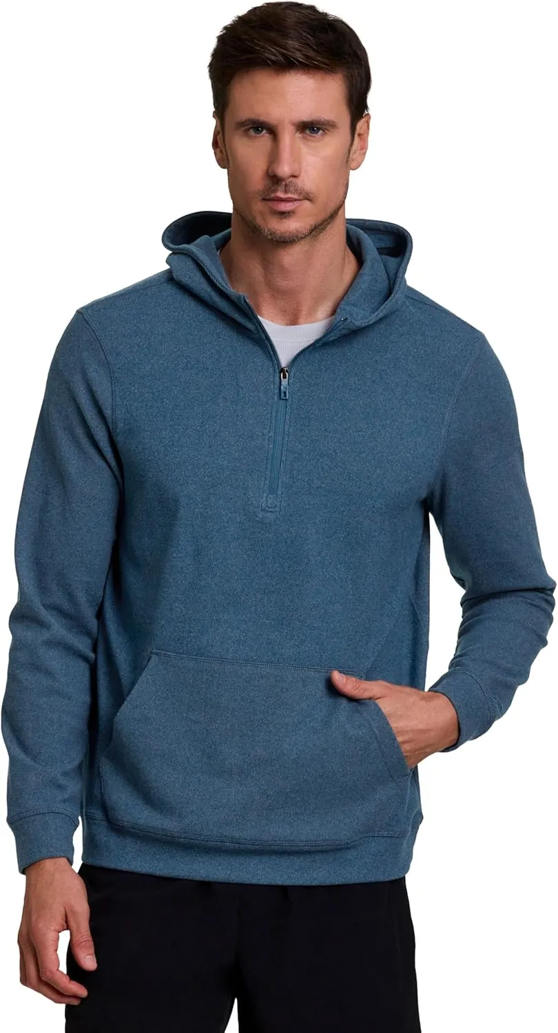 Avalanche Men's Hoodie, Lightweight Corduroy 1/4 Zip Sweatshirt for Men Partial Zip Long Sleeve Top for Hiking with Pocket