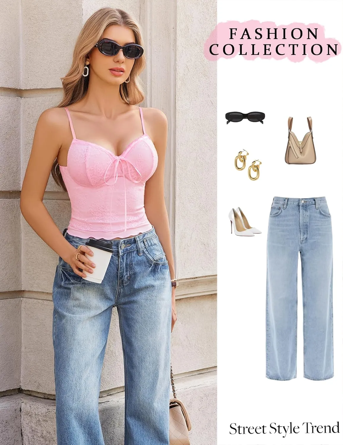 Avidlove Lace Camisole for Women Spaghetti Strap Lace Top Sexy Y2k Tank Top Cute Going Out Tops