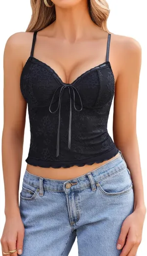 Avidlove Lace Camisole for Women Spaghetti Strap Lace Top Sexy Y2k Tank Top Cute Going Out Tops
