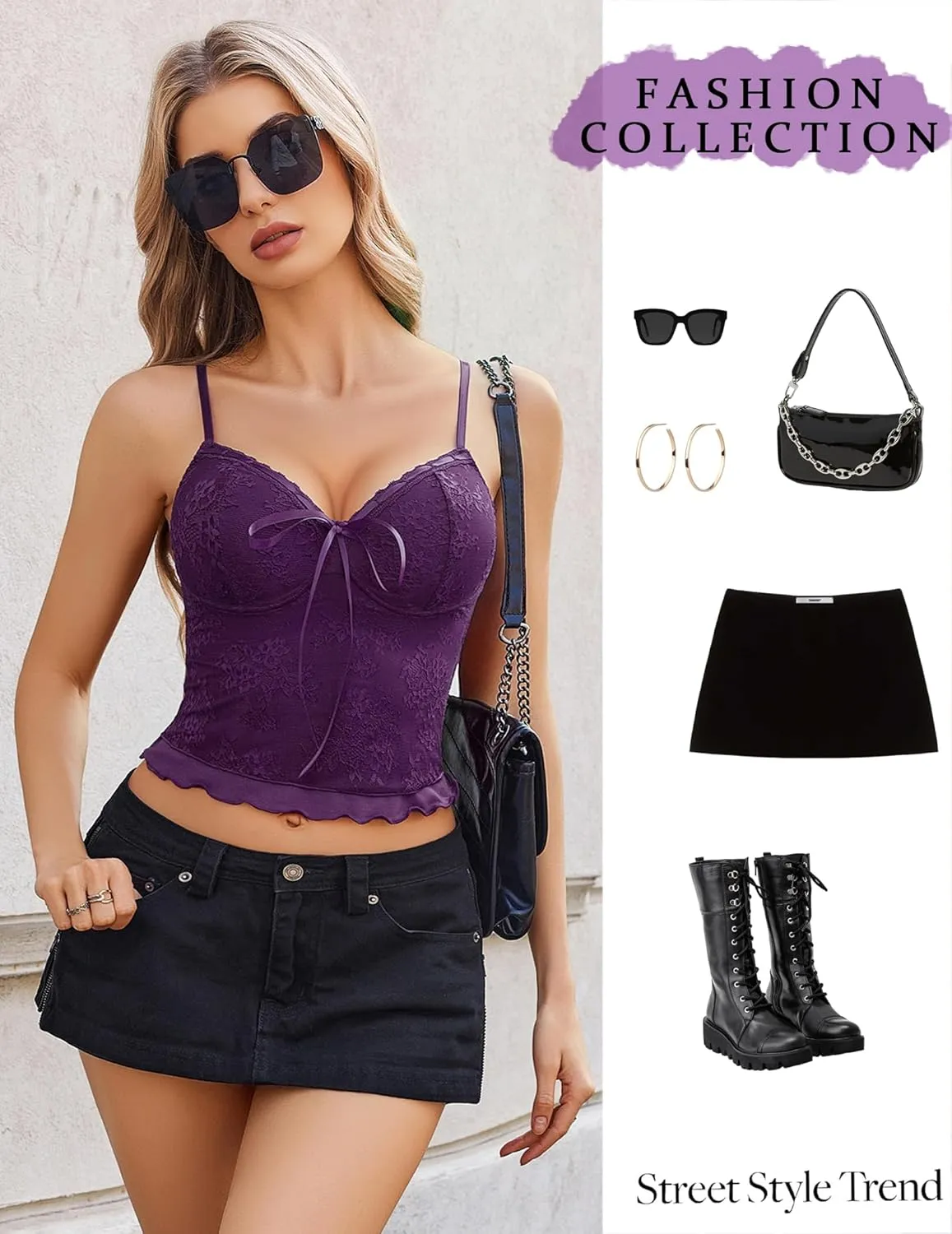 Avidlove Lace Camisole for Women Spaghetti Strap Lace Top Sexy Y2k Tank Top Cute Going Out Tops