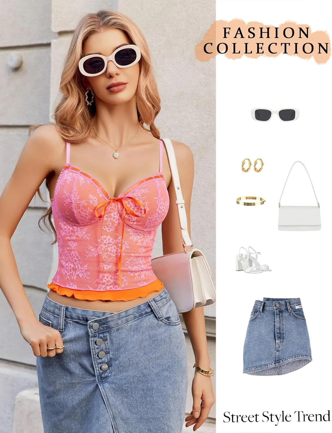 Avidlove Lace Camisole for Women Spaghetti Strap Lace Top Sexy Y2k Tank Top Cute Going Out Tops