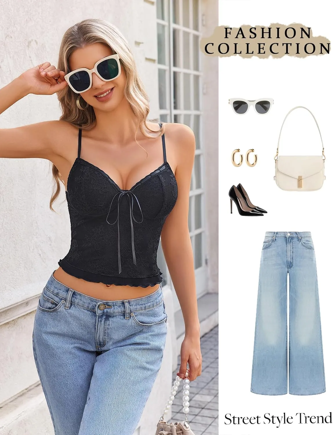 Avidlove Lace Camisole for Women Spaghetti Strap Lace Top Sexy Y2k Tank Top Cute Going Out Tops