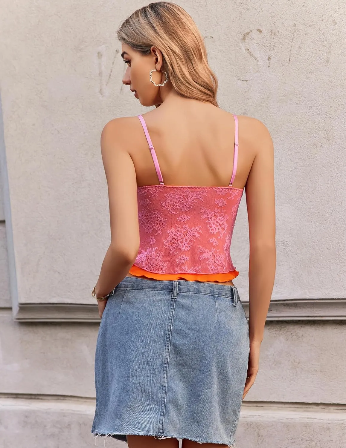 Avidlove Lace Camisole for Women Spaghetti Strap Lace Top Sexy Y2k Tank Top Cute Going Out Tops