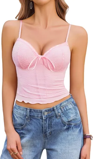 Avidlove Lace Camisole for Women Spaghetti Strap Lace Top Sexy Y2k Tank Top Cute Going Out Tops