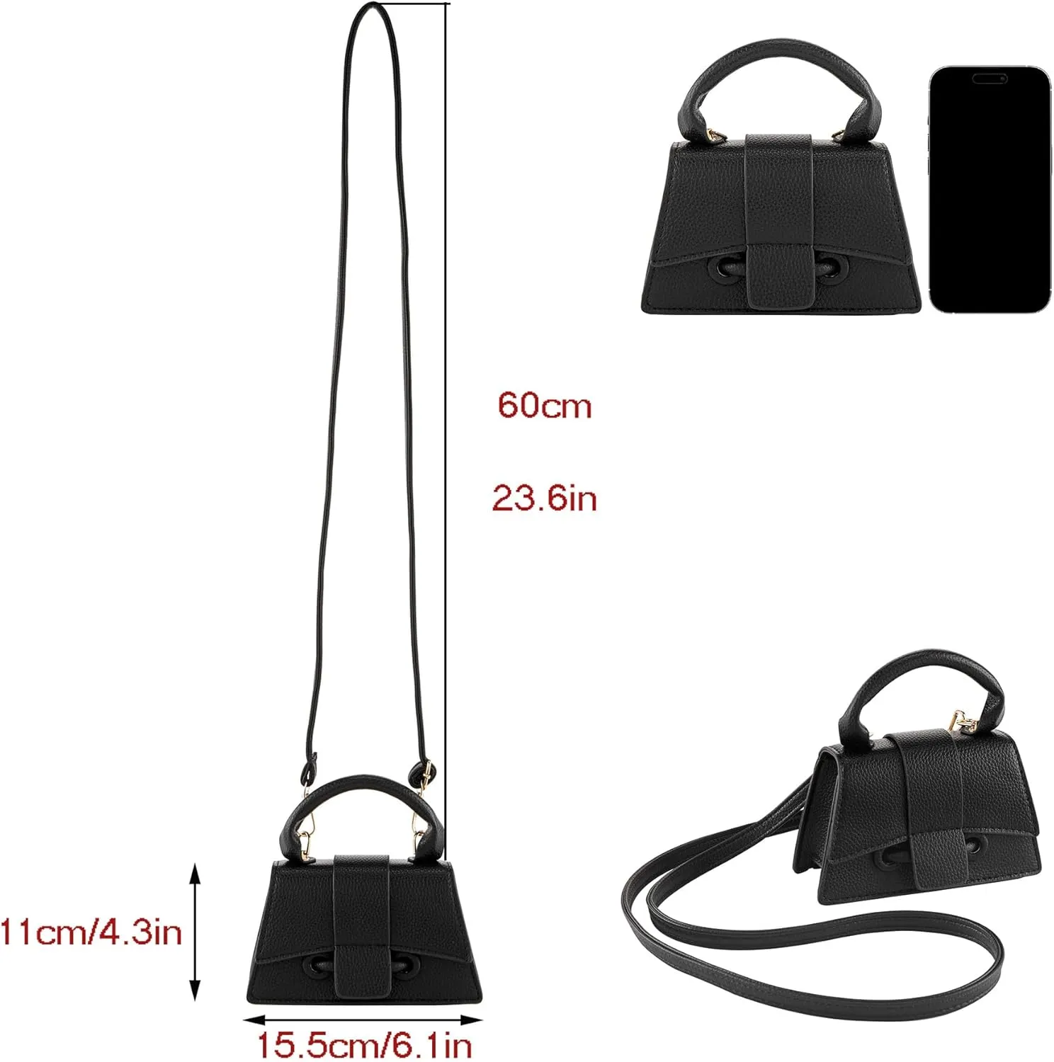 Ayliss Mini Crossbody Handbag Women's Purse Clutch Cute Mini Trendy Bag Top Handle PU Leather Shoulder Bag