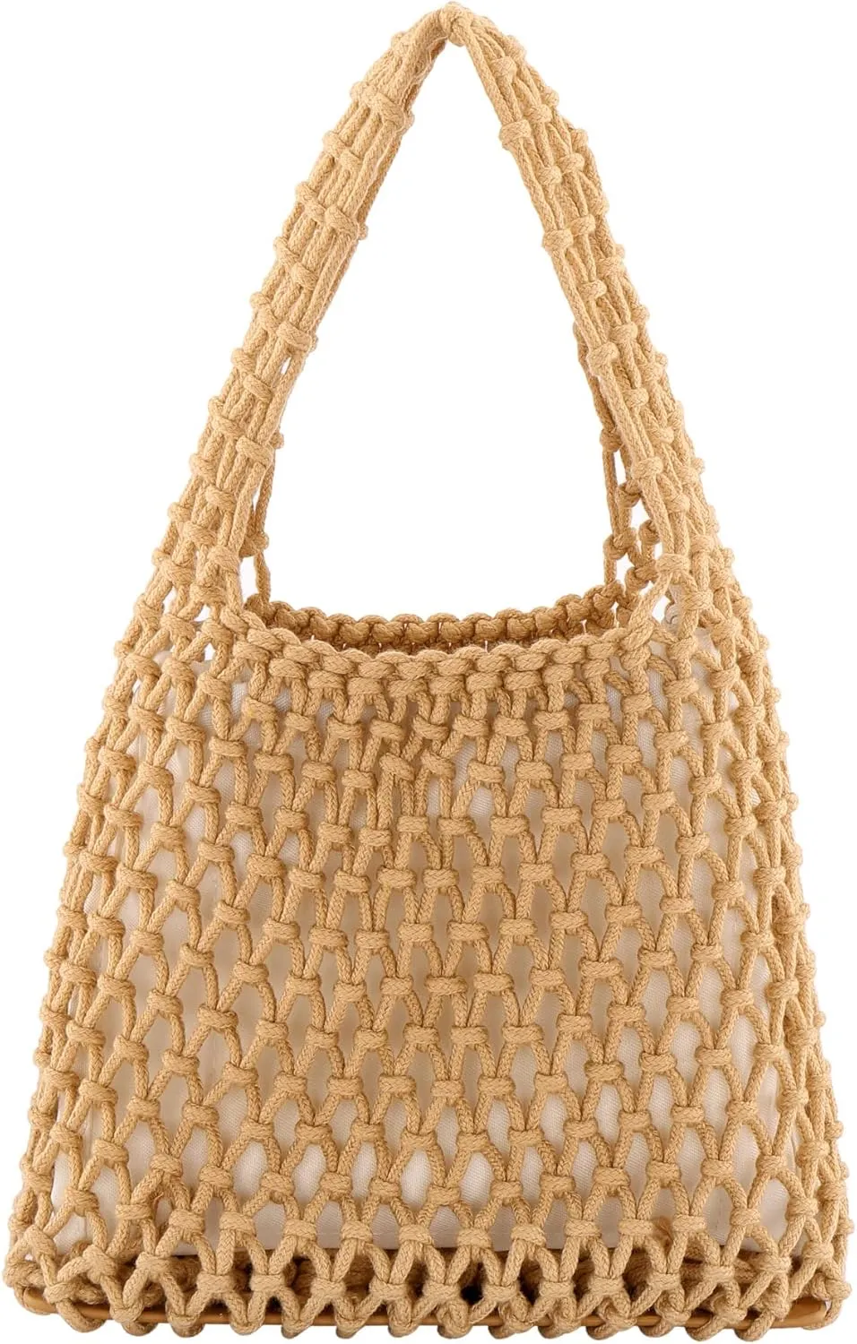 Ayliss Women Mini Clutch Handbag Tote Cotton Crochet Bucket Top-handle Drawstring Beach Woven Fishing Net Pouch Purse
