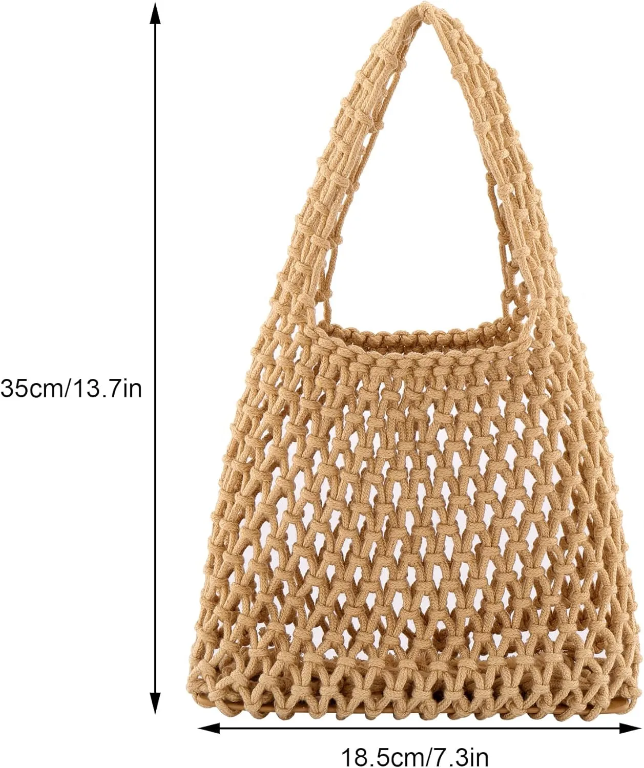 Ayliss Women Mini Clutch Handbag Tote Cotton Crochet Bucket Top-handle Drawstring Beach Woven Fishing Net Pouch Purse