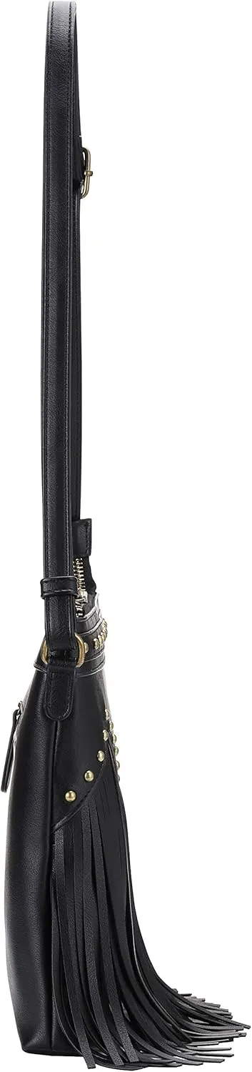 B BRENTANO Vegan Fringed Crossbody Bag with Studs