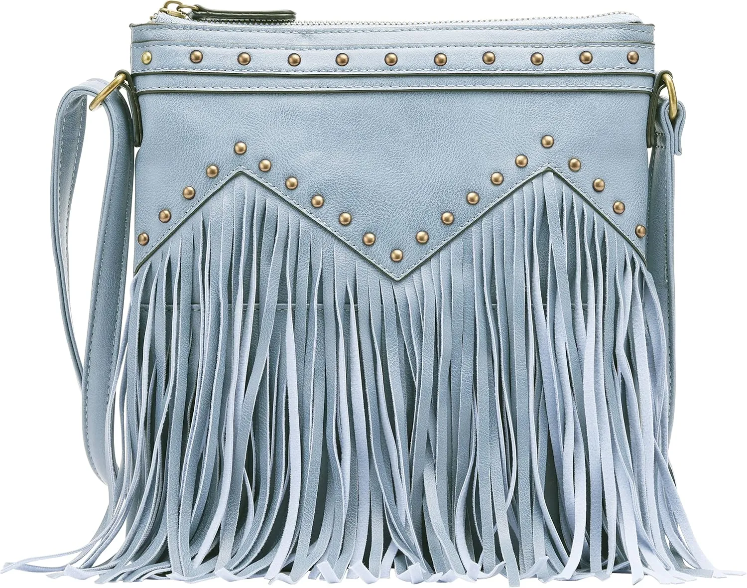 B BRENTANO Vegan Fringed Crossbody Bag with Studs