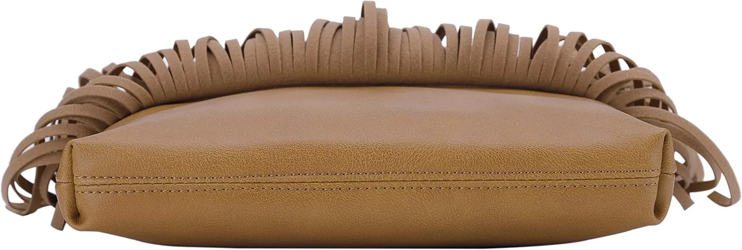B BRENTANO Vegan Fringed Crossbody Bag with Studs