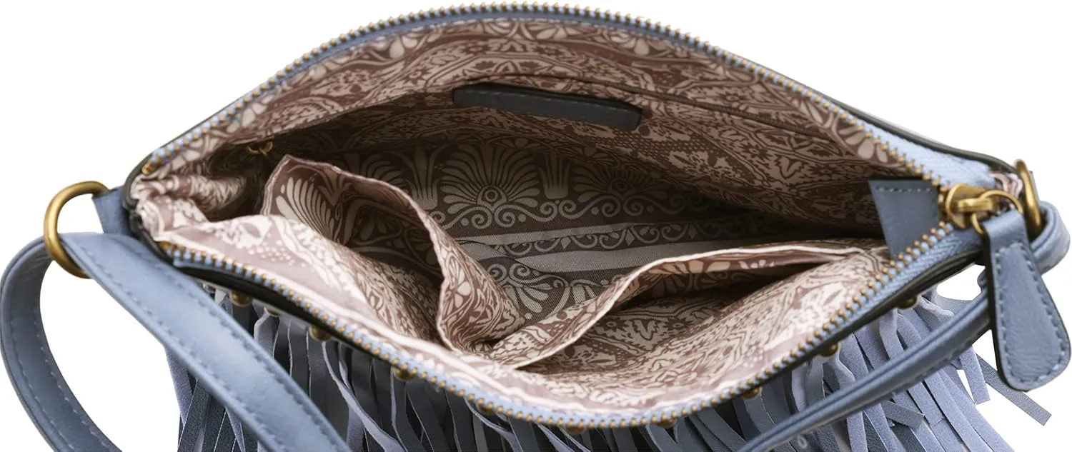 B BRENTANO Vegan Fringed Crossbody Bag with Studs