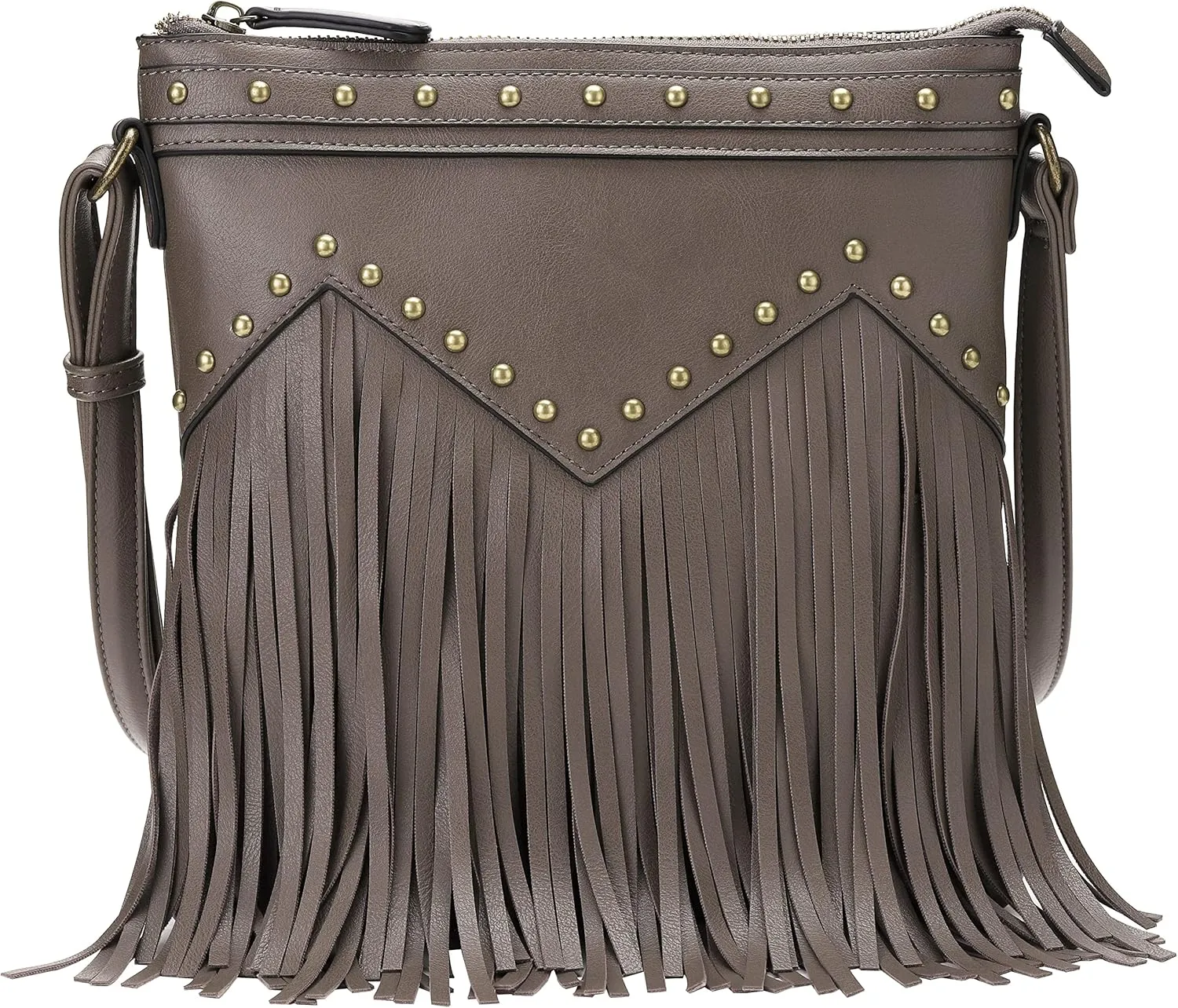 B BRENTANO Vegan Fringed Crossbody Bag with Studs