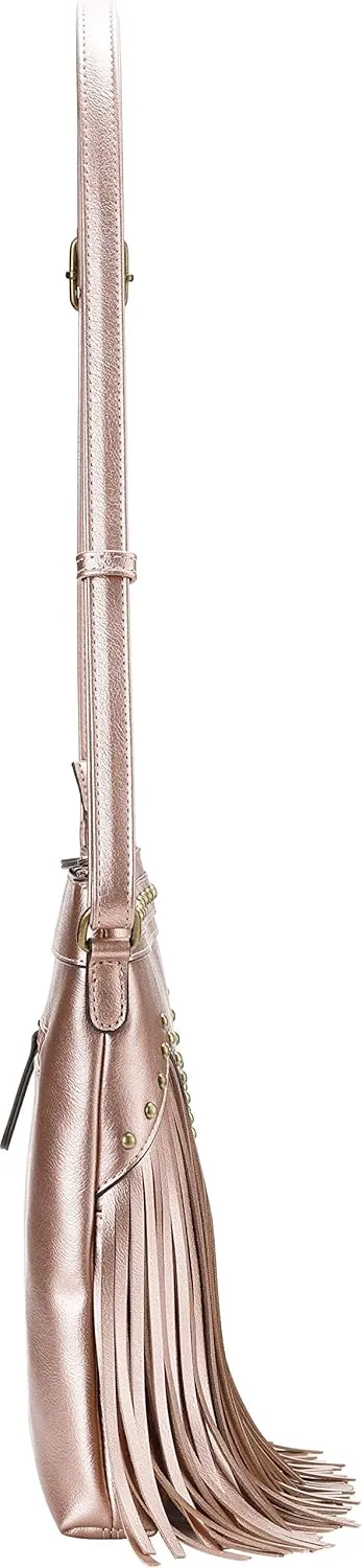 B BRENTANO Vegan Fringed Crossbody Bag with Studs